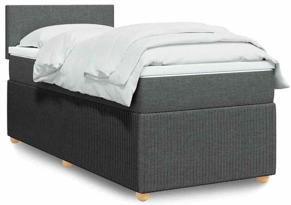 vidaXL Cama com molas/colchão 90x200 cm tecido cinzento-escuro