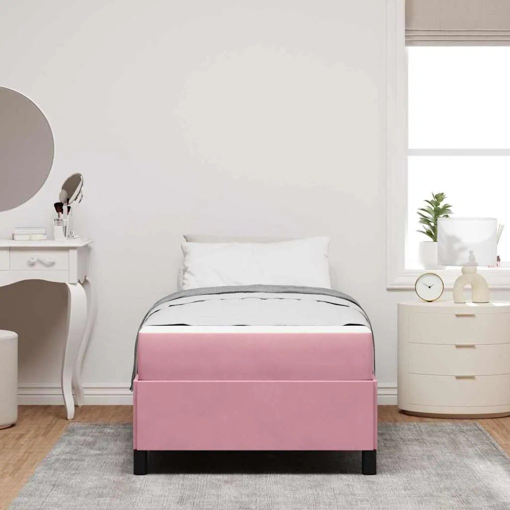Estrutura da Cama Outros Rosa e branco 80 x 200 cm Veludo