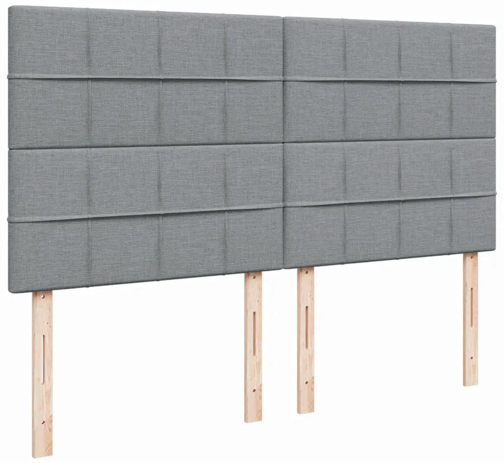 Cama com molas/colchão 200x200 cm tecido cinza-claro