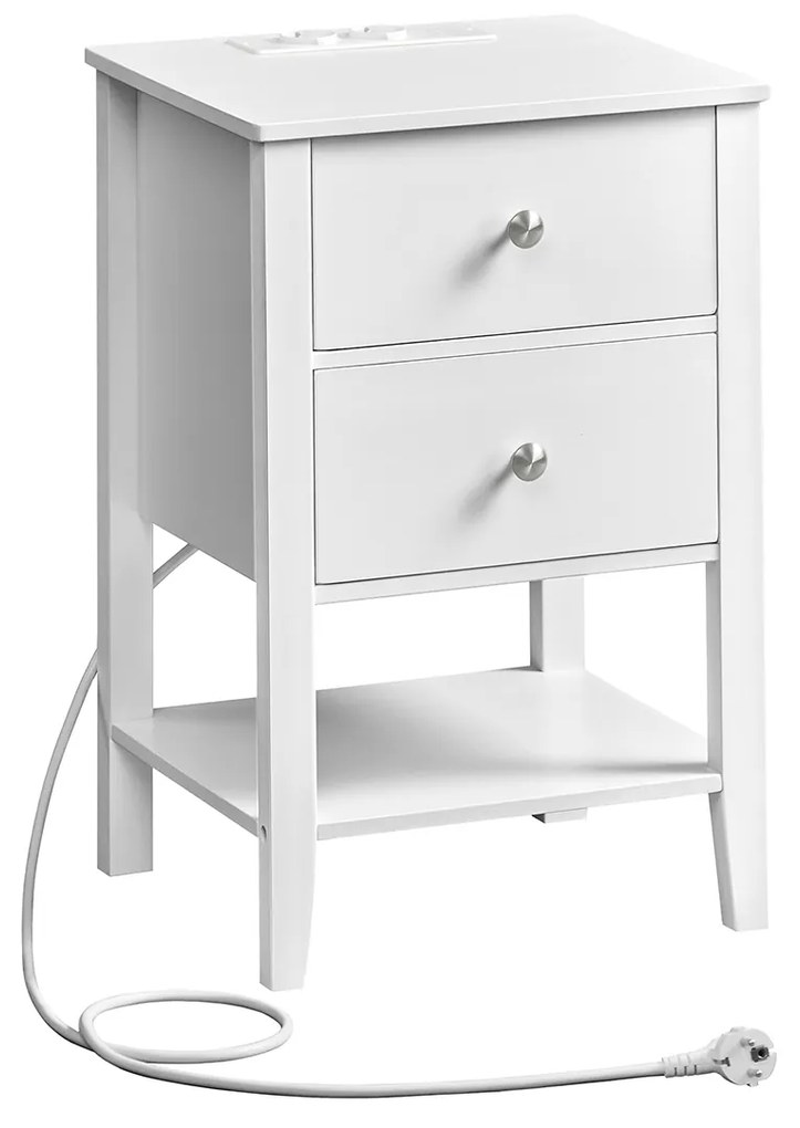 Mesa de cabeceira em bambu com função de carregamento. | VASAGLE | 40 x 35 x 60 cm | LET623W02.
