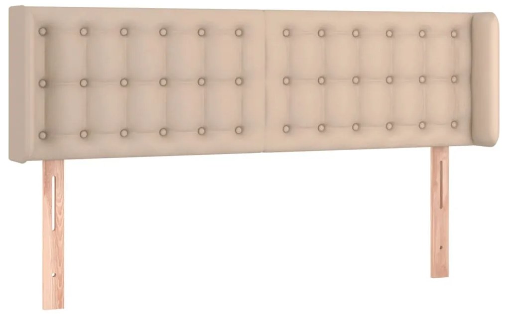 Cabeceira cama LED couro artificial 147x16x78/88 cm cappuccino