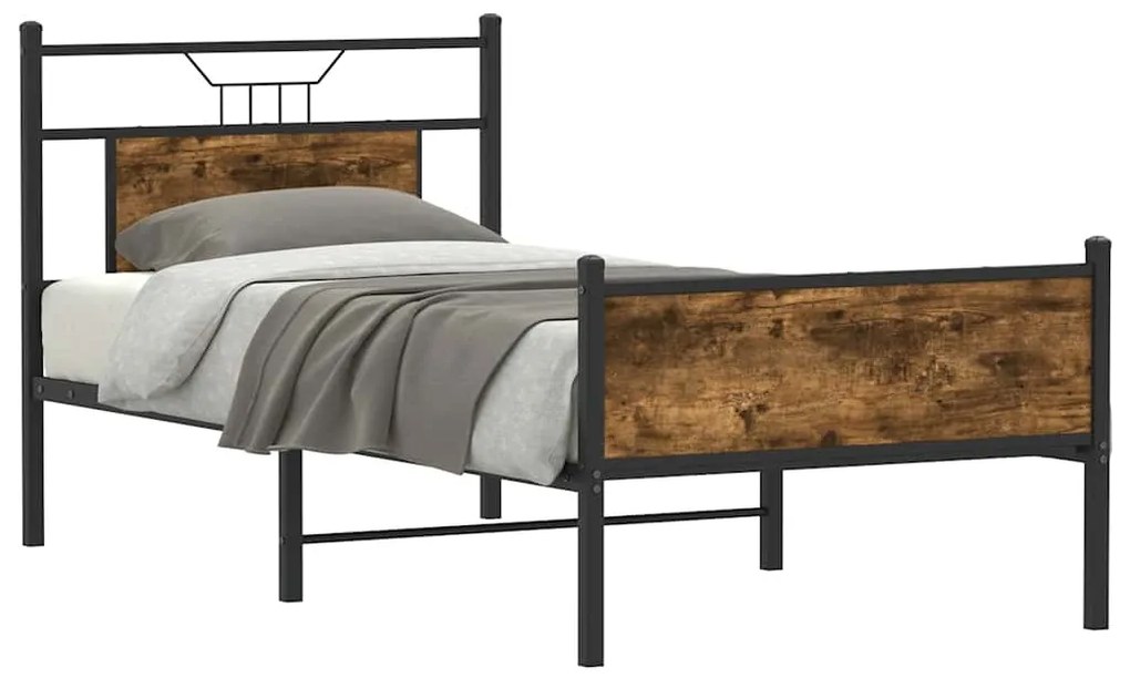 Estrutura cama s/ colchão derivados de madeira carvalho fumado
