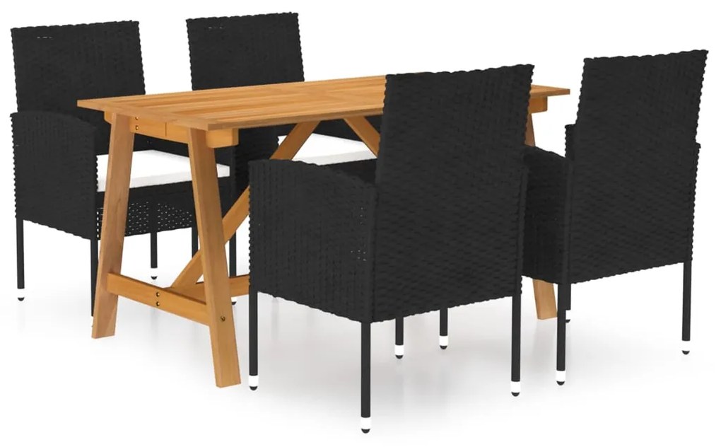 vidaXL 5 pcs conjunto de jantar para jardim preto