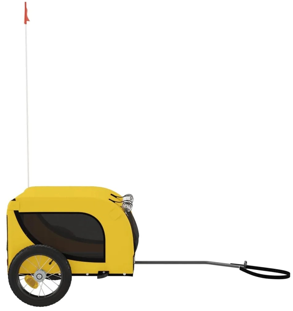 Reboque bicicleta p/ animais tecido oxford/ferro amarelo/preto