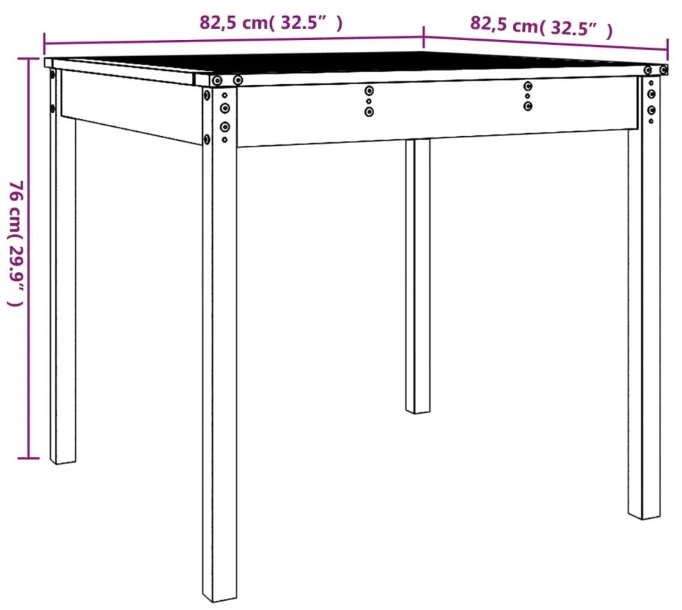 Mesa de jardim 82,5x82,5x76 cm madeira de pinho maciça cinzento