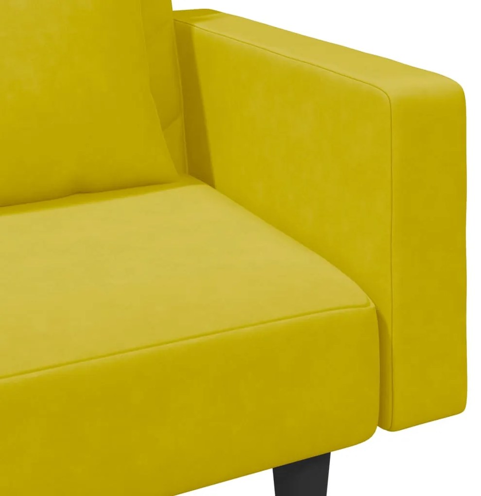 2 pcs conjunto de sofás com almofadas veludo amarelo