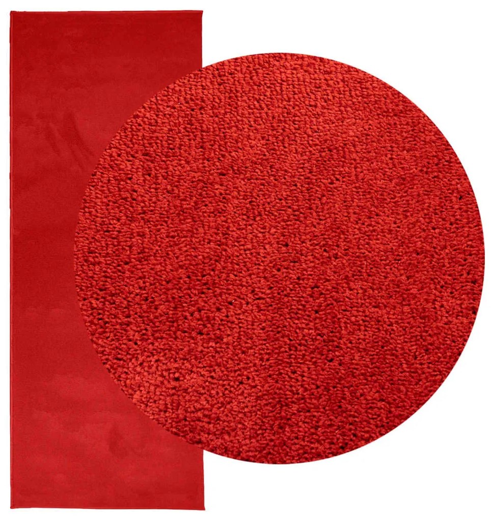 Tapete de pelo curto OVIEDO 80x200 cm vermelho