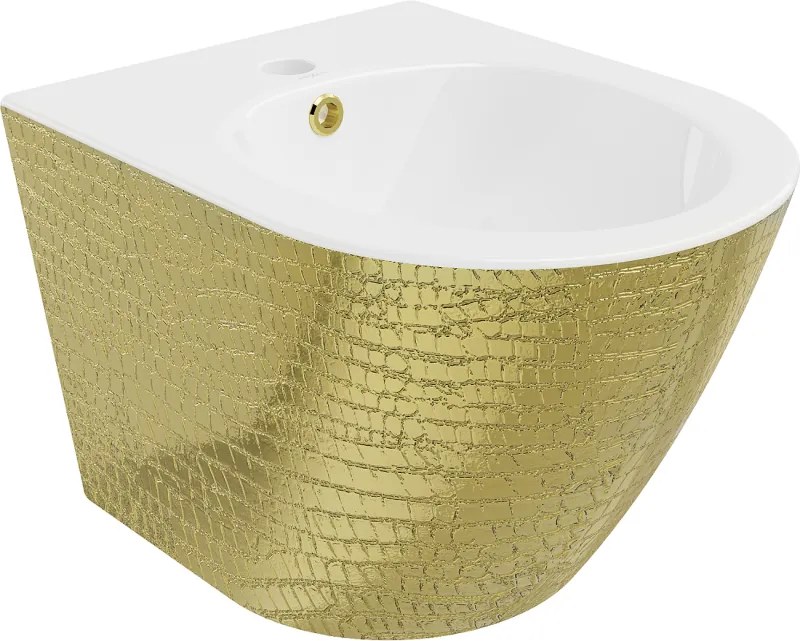 Mexen Lena bidé suspenso, padrão branco/dourado escamas - 35224808