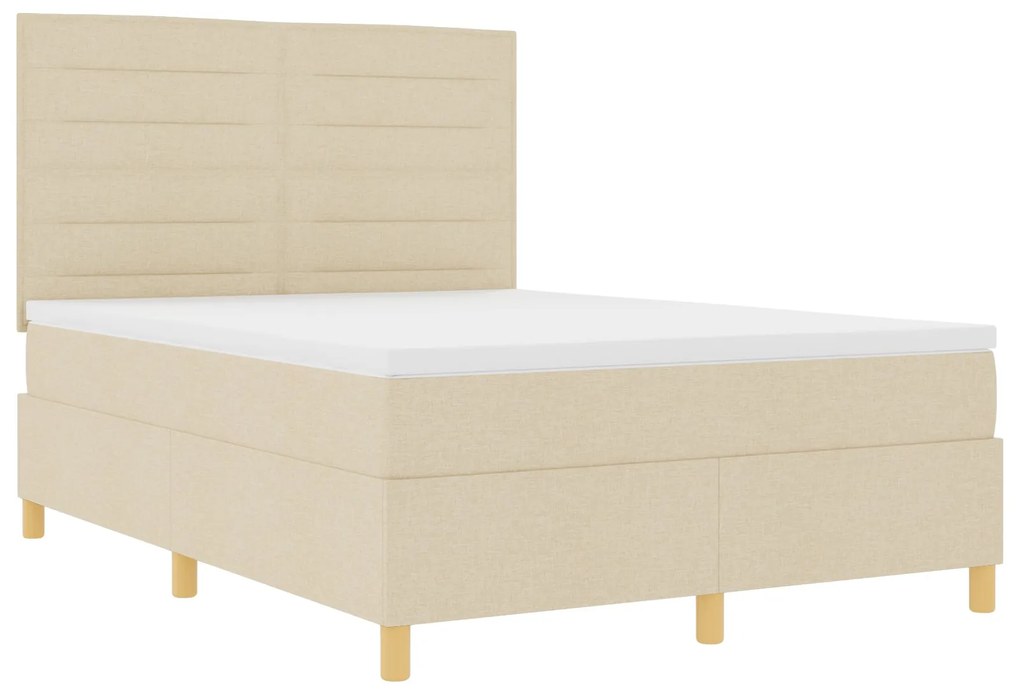 Cama Box Spring com Colchão Creme 160x200 cm Tecido