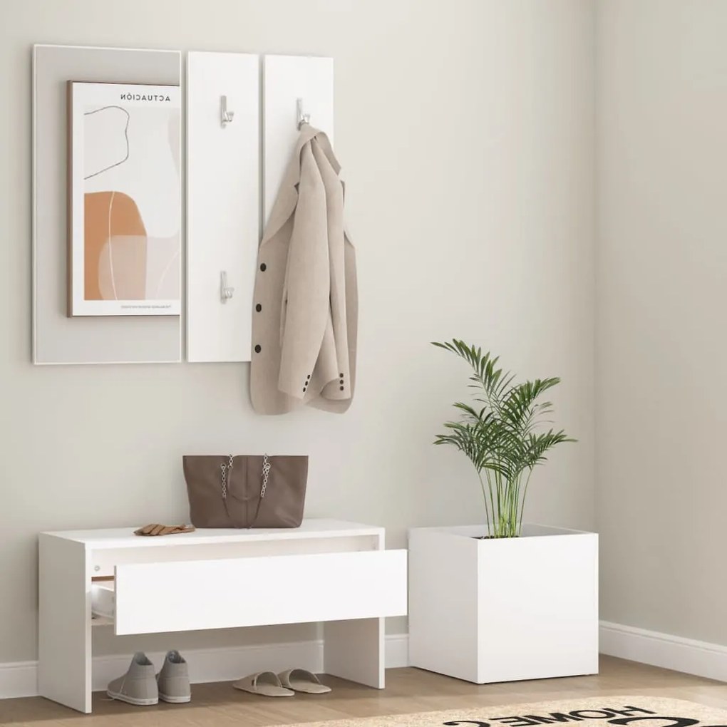 Conjunto de móveis de corredor derivados de madeira branco