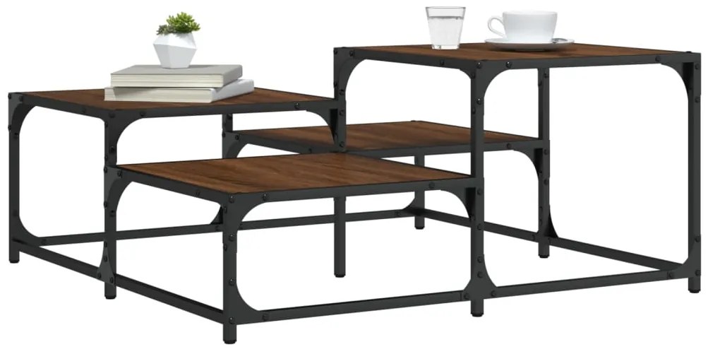Mesa centro 87,5x87,5x40 cm derivados madeira carvalho castanho