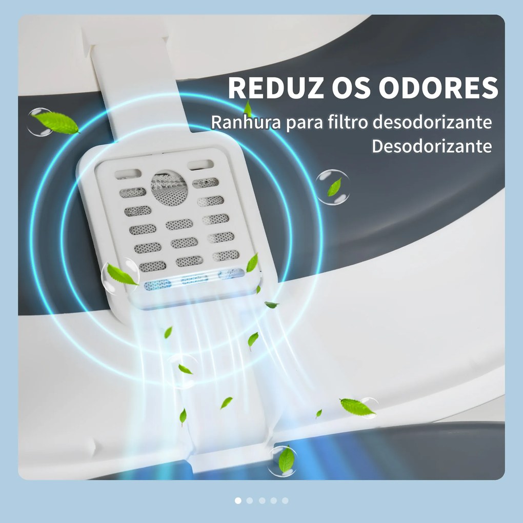 Caixa de Areia para Gatos Dobrável Fechada com Pá 52x41x38 cm Branco e Cinza