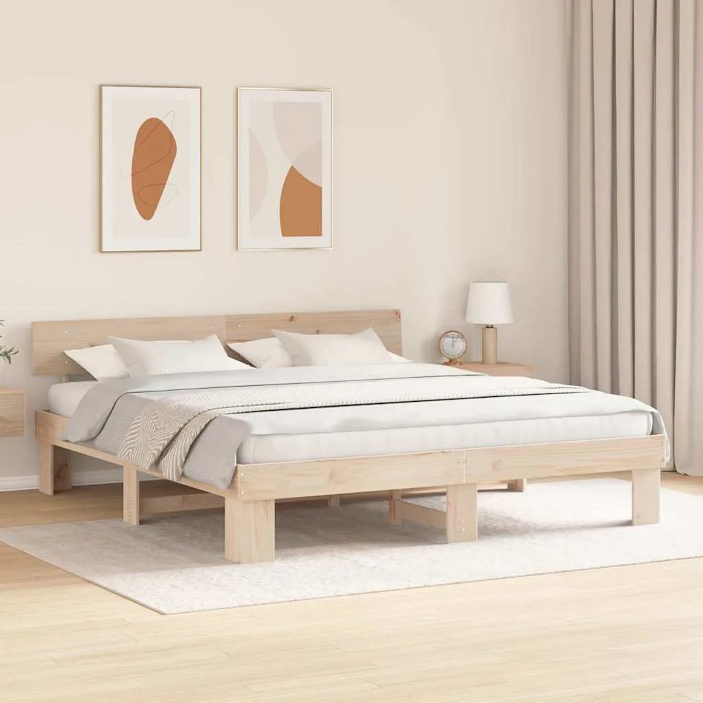 Estrutura da Cama com cabeceira Castanho 180 x 200 cm