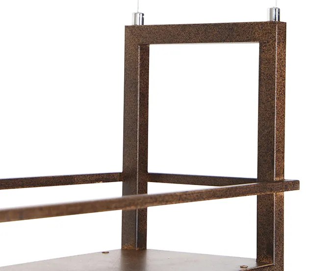 Candeeiro de suspensão industrial cor ferrugem com prateleira 4 luzes - Cage Rack Industrial