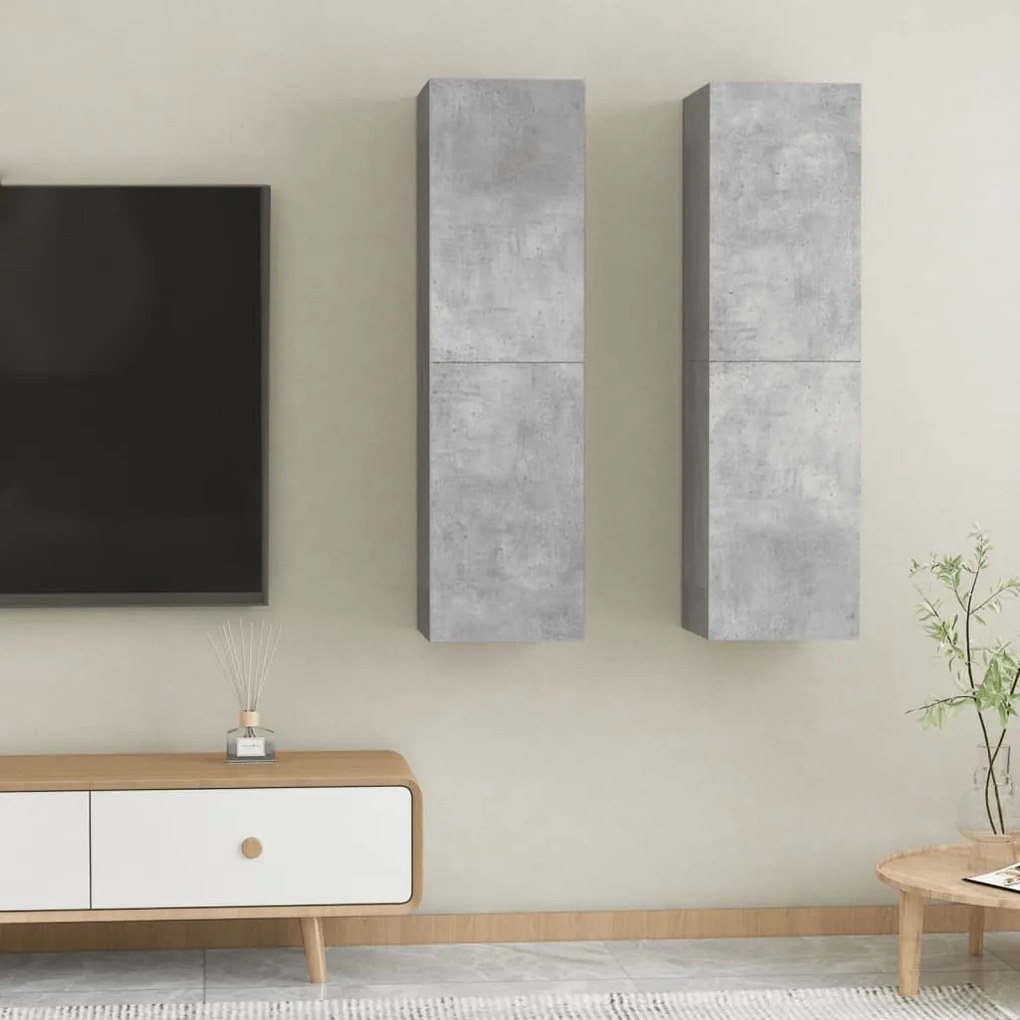 vidaXL Móveis de TV 2 pcs derivados de madeira cinzento cimento