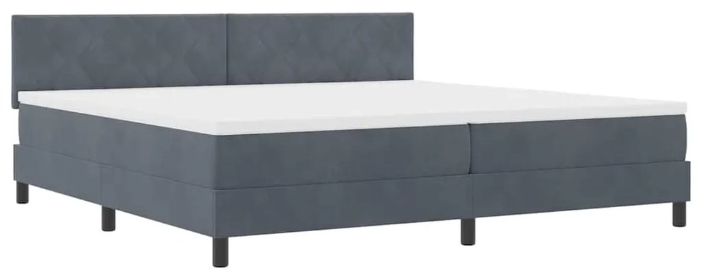 Cama Box com Colchão e LED Cinza Escuro 200x200 cm Veludo