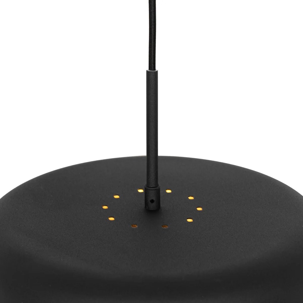 Candeeiro de suspensão retro preto com interior dourado - Jinte