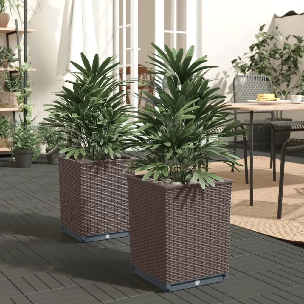 364184 vidaXL Vasos/floreiras 2 pcs 30x30x37 cm polipropileno castanho