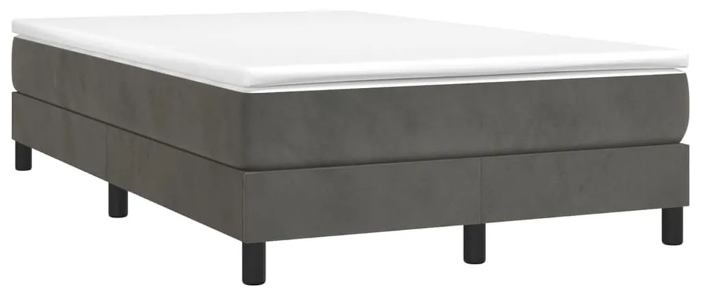 Cama boxspring com colchão 120x200 cm veludo cinzento-escuro