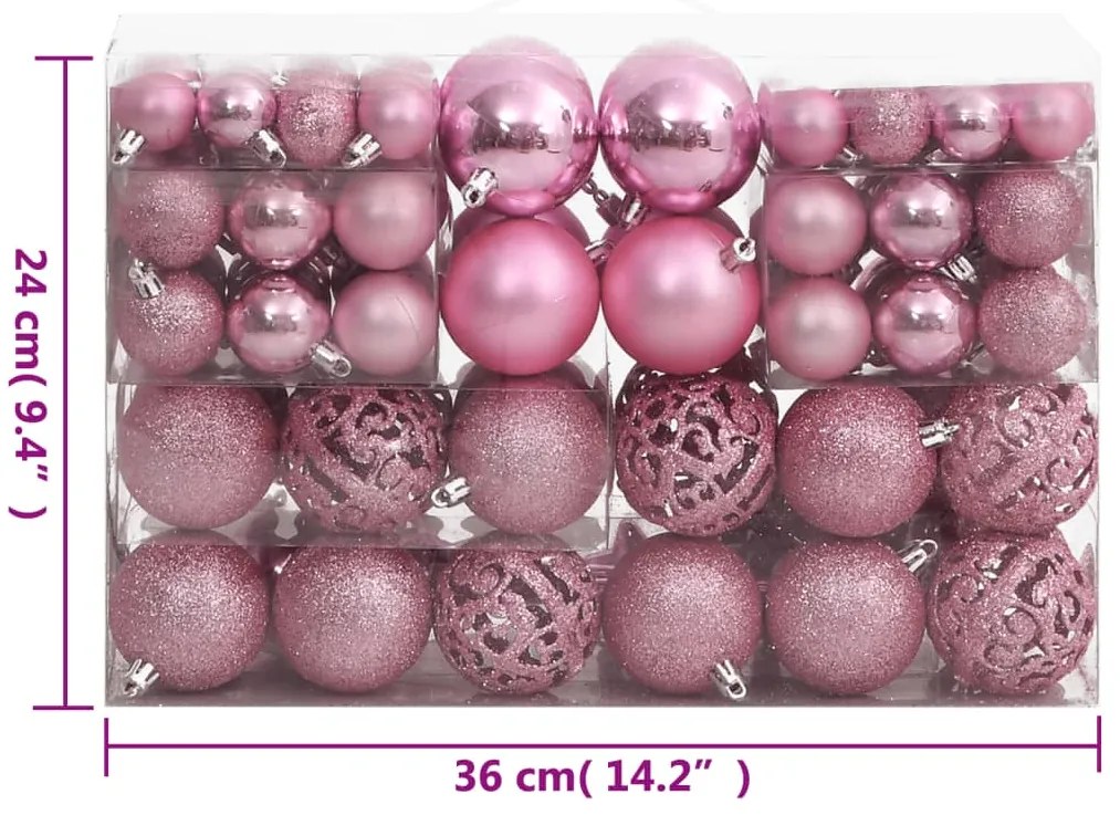 111 pcs conjunto de enfeites de Natal poliestireno rosa
