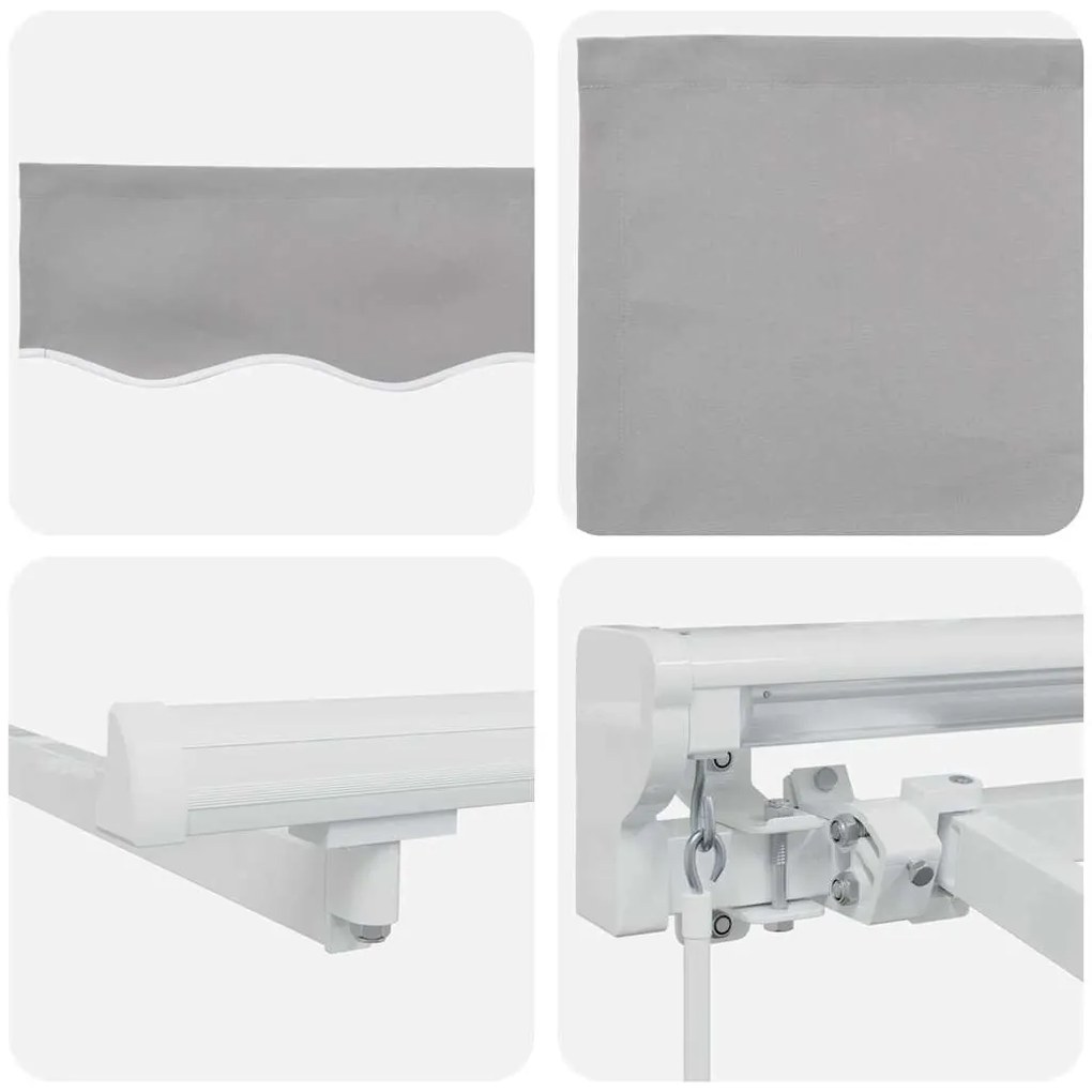 Toldo Retrátil Manual Cinzento-claro 350x200 cm