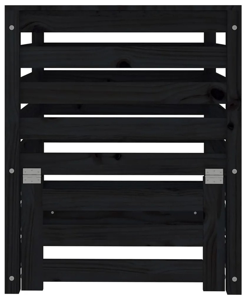Caixote de compostagem 63,5x63,5x77,5 cm pinho maciço preto