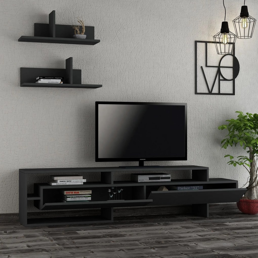 Móvel TV Gara – Antracite – 180x42x32 cm