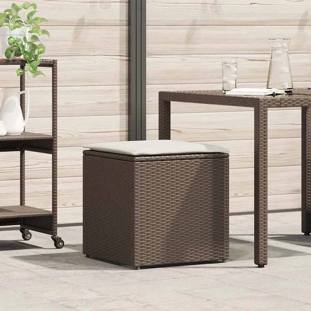 Caixa de Armazenamento Externa Marrom e Creme Rattan Médio