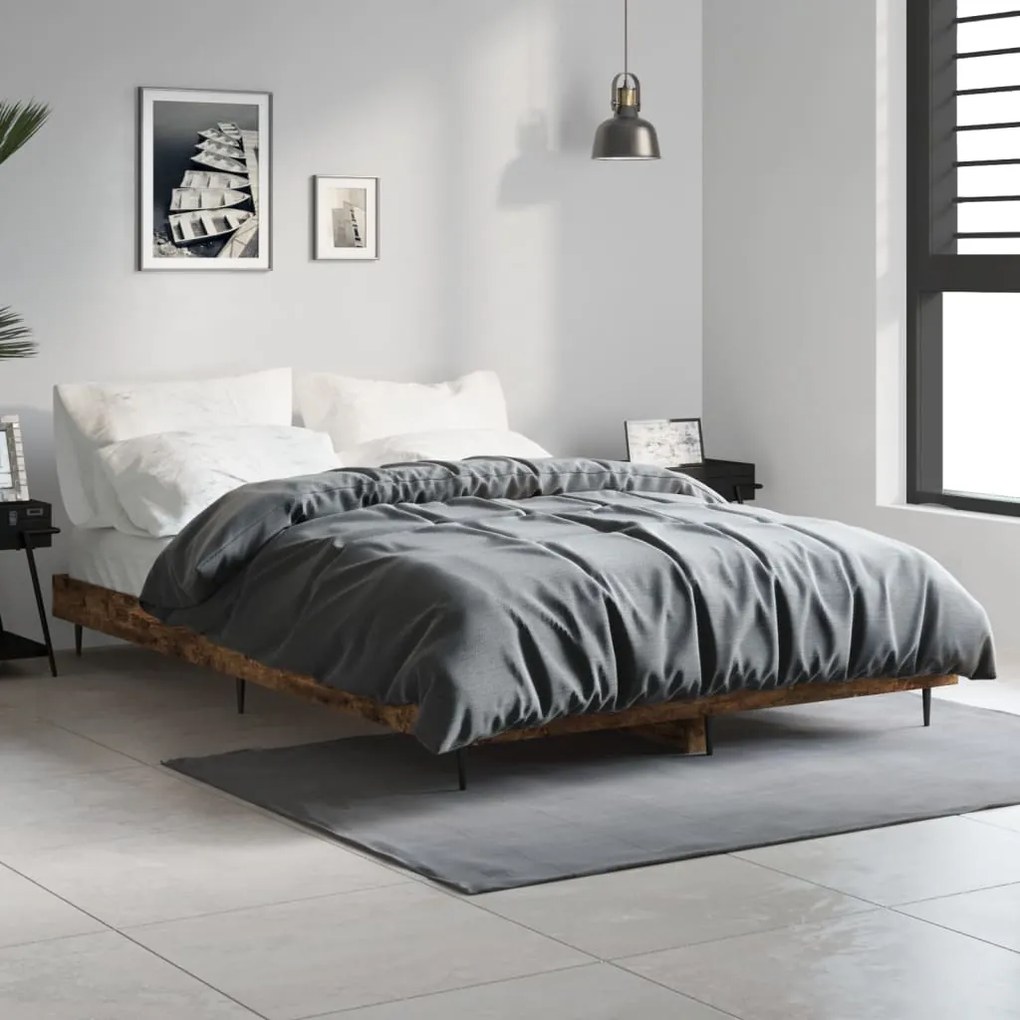 Estrutura cama s/ colchão derivados de madeira carvalho fumado