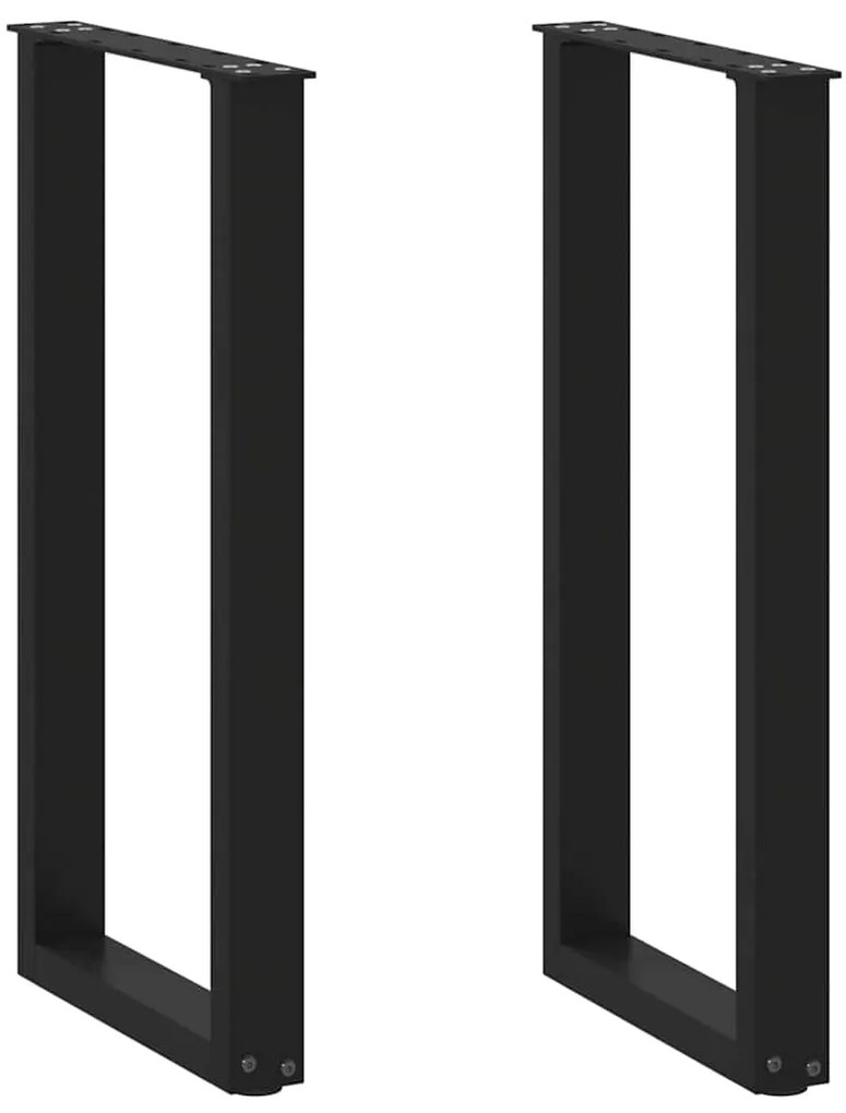 vidaXL Pés de mesa de console em forma de U, 2 peças, preto, 38x(72-73) cm, aço