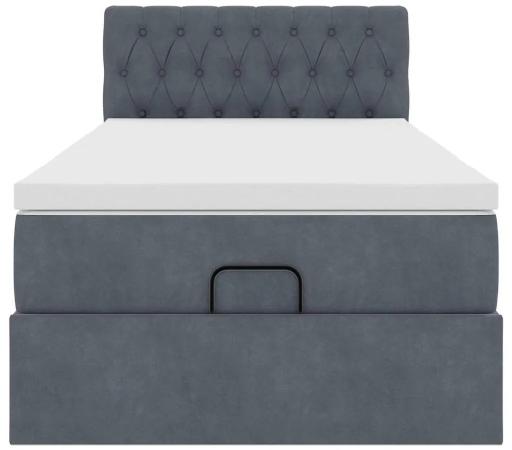 Estrutura cama otomana colchão 90x190 cm veludo cinzento escuro