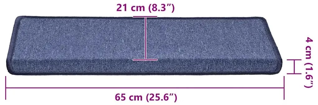 Tapetes de escadas 30 pcs 65x25 cm azul