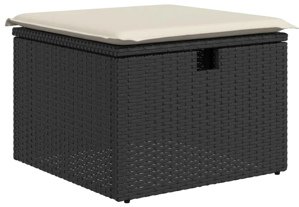 7 pcs conjunto de sofás p/ jardim c/ almofadões vime PE preto