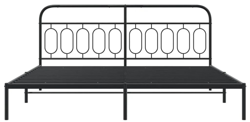 Estrutura de cama com cabeceira 200x200 cm metal preto