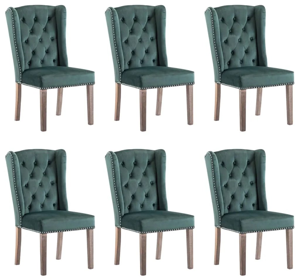 vidaXL Cadeiras de jantar 6 pcs veludo verde-escuro