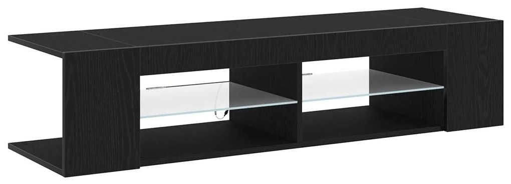Estante de TV vidaXL com Luzes LED em Carvalho Preto 135x39x30cm em Ma