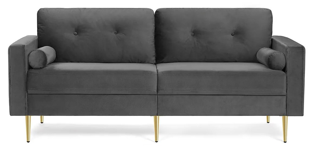 VASAGLE LCS001G01 Sofá de 3 lugares para sala de estar, capa de veludo para apartamentos, espaços pequenos, estrutura de madeira, pernas de metal, fácil montagem, design moderno, 190 x 82 x 84 cm, cinza