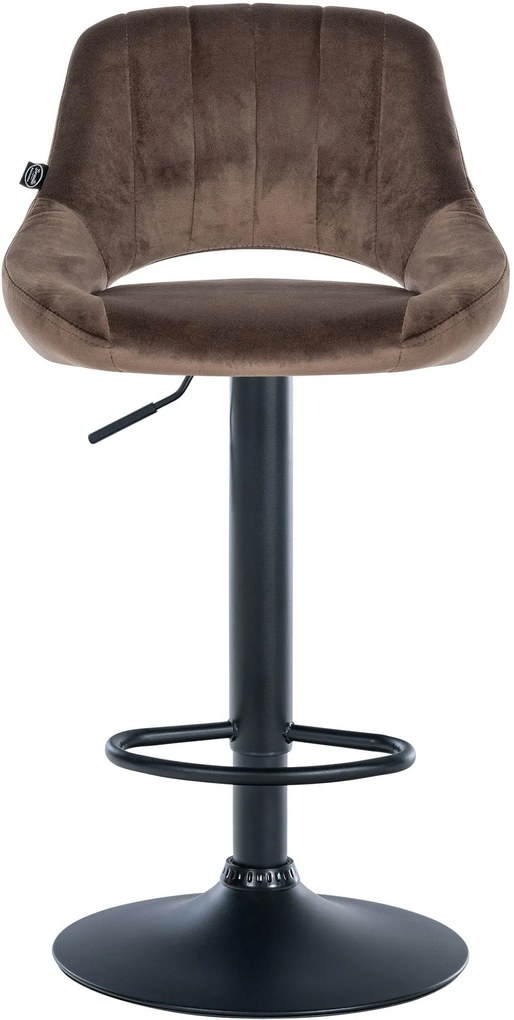Banco alto Milet em veludo com estrutura preta 85-106 x 47 x 48 cm Castanho