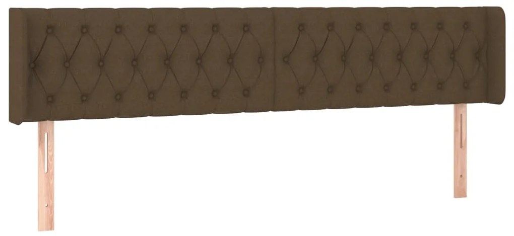 Cabeceira de cama c/ luzes LED tecido 203x16x78/88 cm castanho