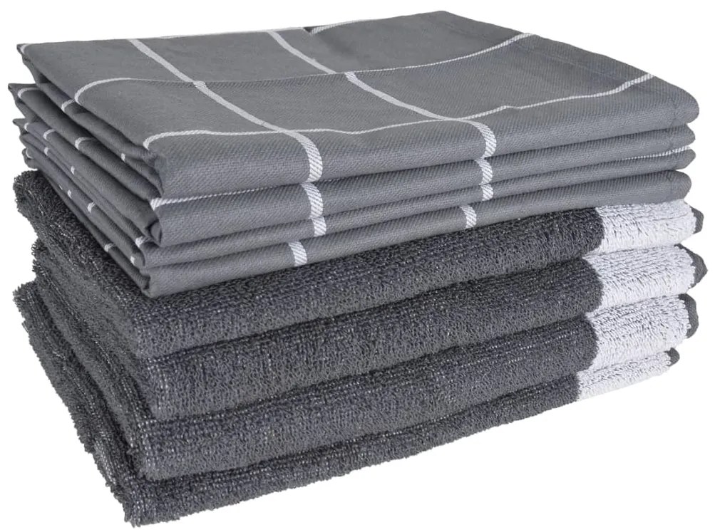 Conjunto de panos de cozinha 12 pcs algodão cinzento