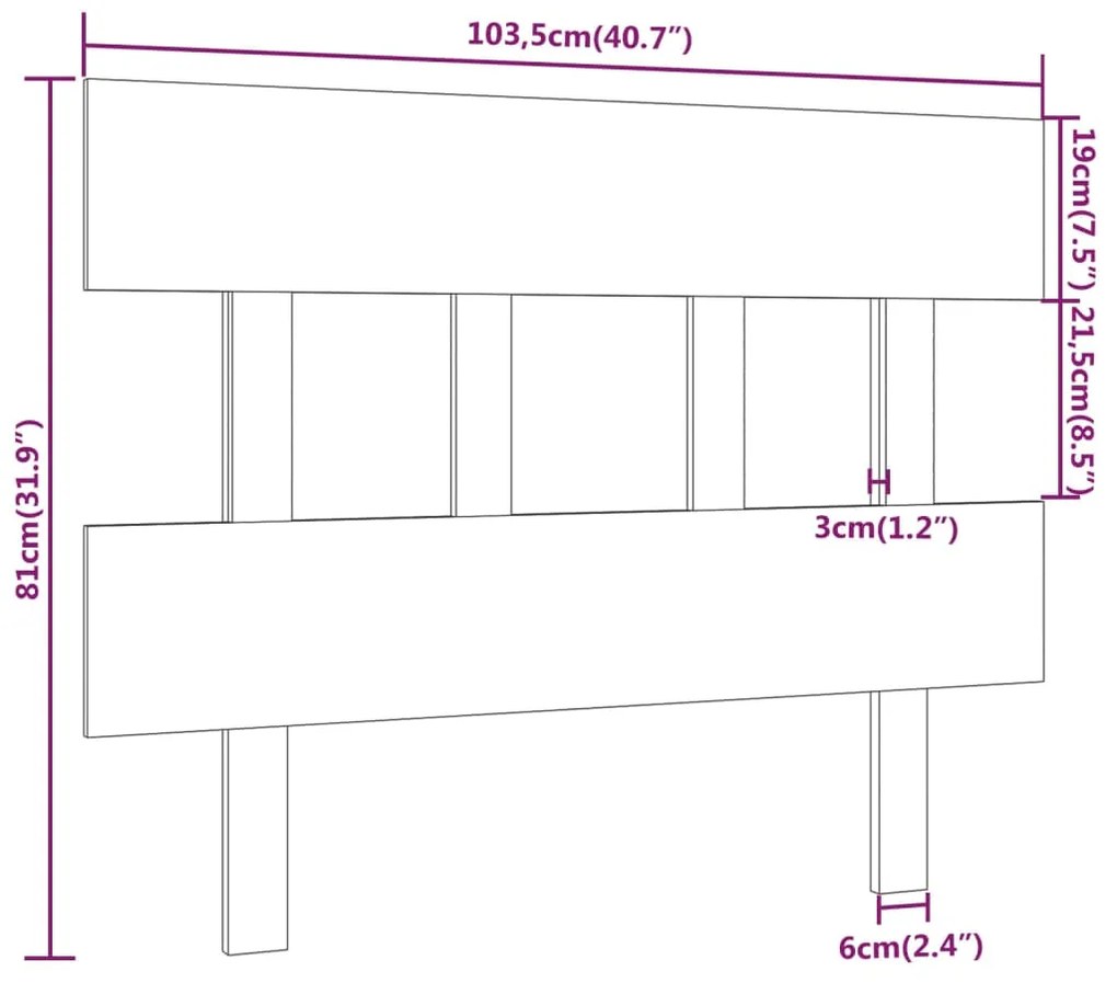 Cabeceira de cama 103,5x3x81 cm pinho maciço