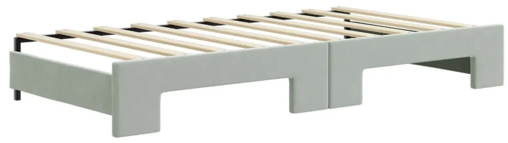 Sofá-cama c/ gavetão e gavetas 90x190 cm veludo cinzento-claro