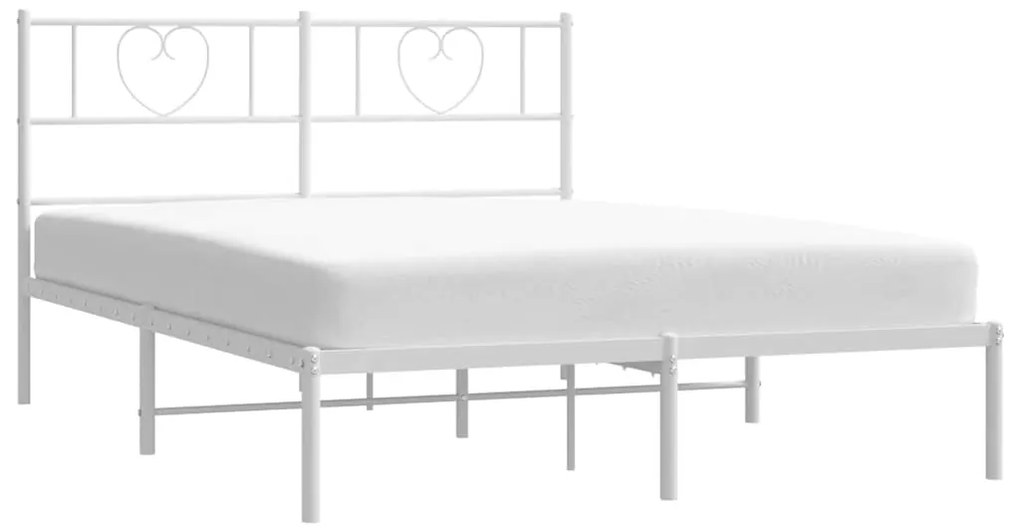 Estrutura de cama com cabeceira 135x190 cm metal branco