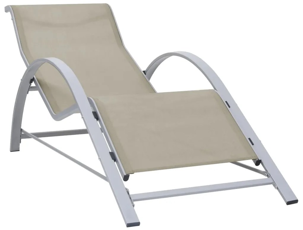 Espreguiçadeiras com mesa 2 pcs alumínio cor creme