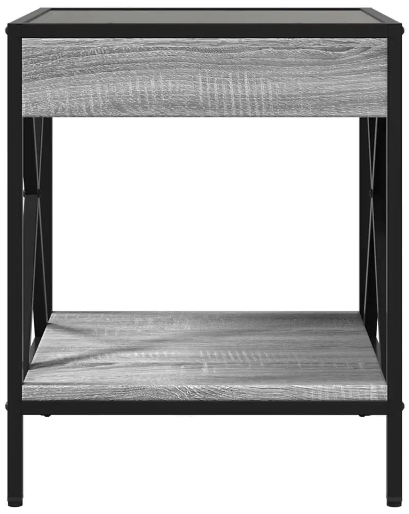 Mesa de centro luzes LED Infinity 40x40x49 cm cinzento sonoma