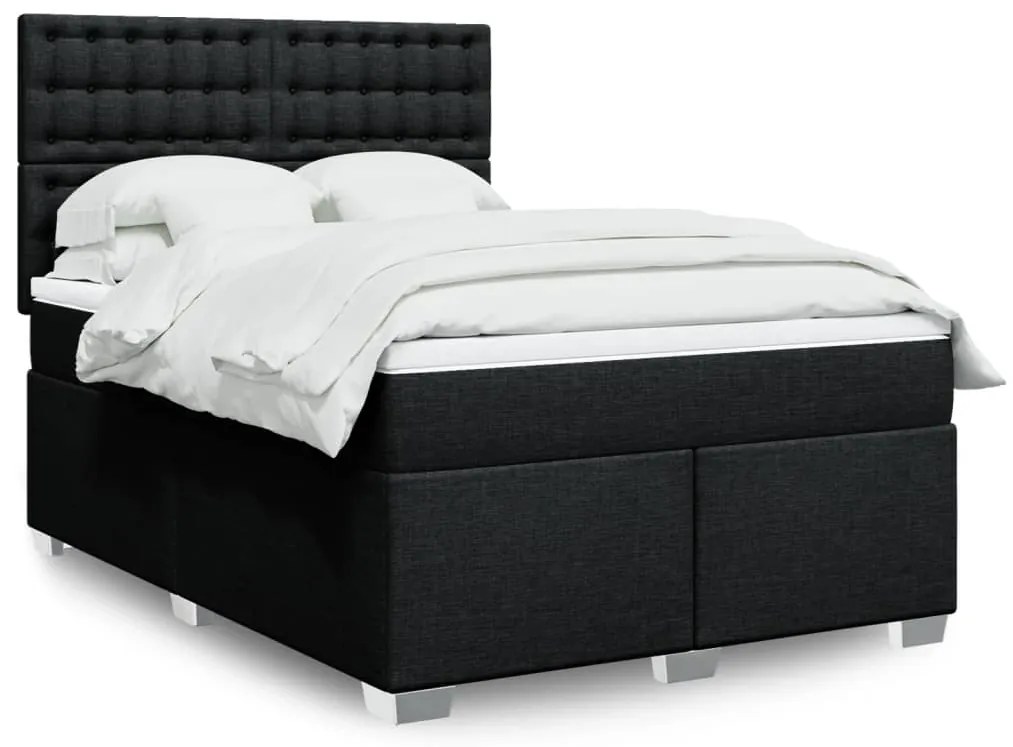 Cama com molas/colchão 140x200 cm tecido preto