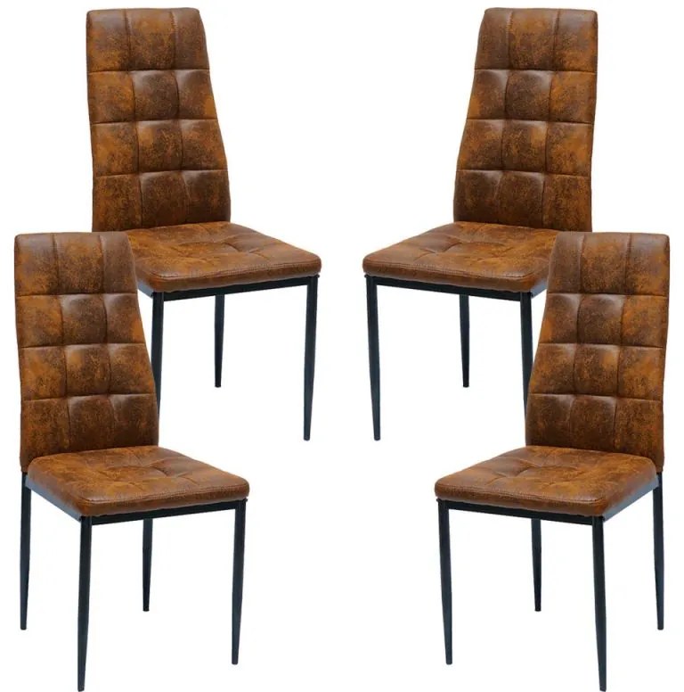 Pack 4 Cadeiras Lan Couro Sintético - Marrom Vintage