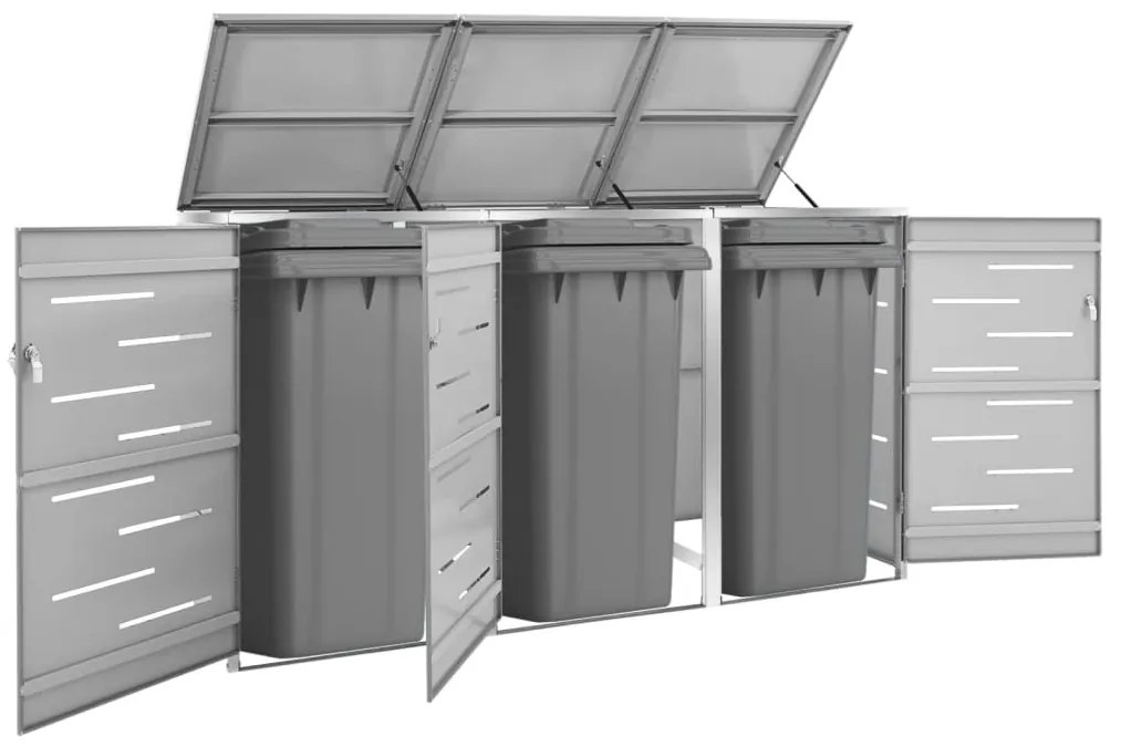 vidaXL Abrigo triplo para caixotes do lixo 207x77,5x112,5 cm aço inox