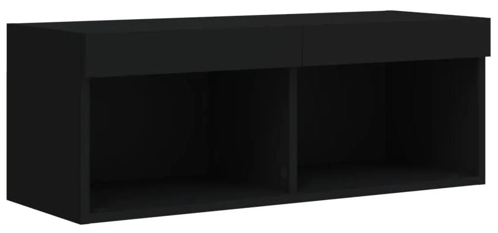 Móvel de TV com luzes LED 80x30x30 cm preto