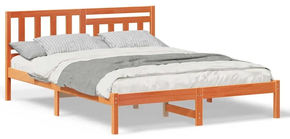 Estrutura da Cama com cabeceira Castanho-mel 140 x 200 cm